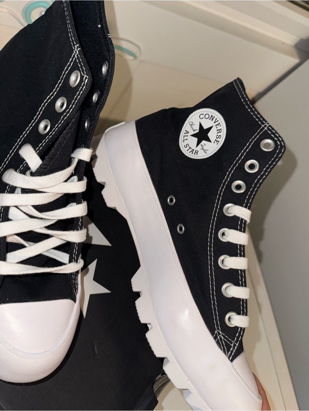 Converse Black & White Platform Chuck Taylor Sneakers - Picture 2 of 12